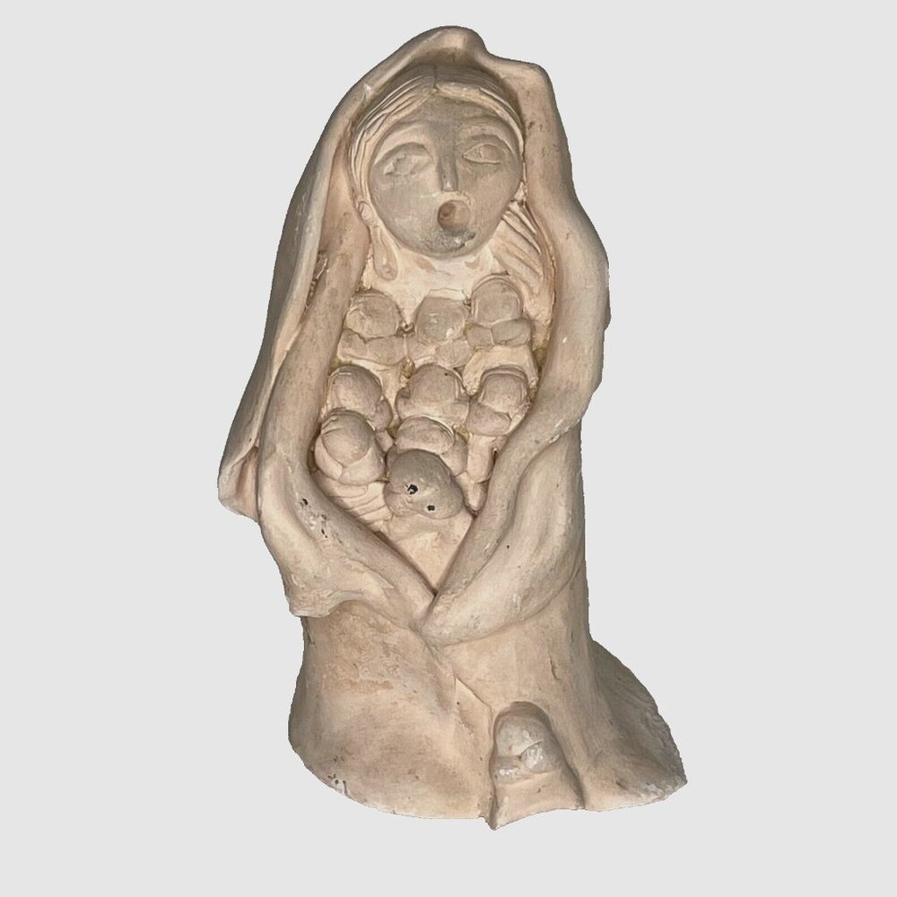 RARE Storyteller Native Greenware Figure Vintage Unpainted  8 inch high